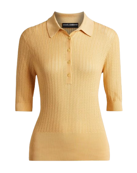 Dolce  Gabbana Yellow Crocheted silk top Size XS