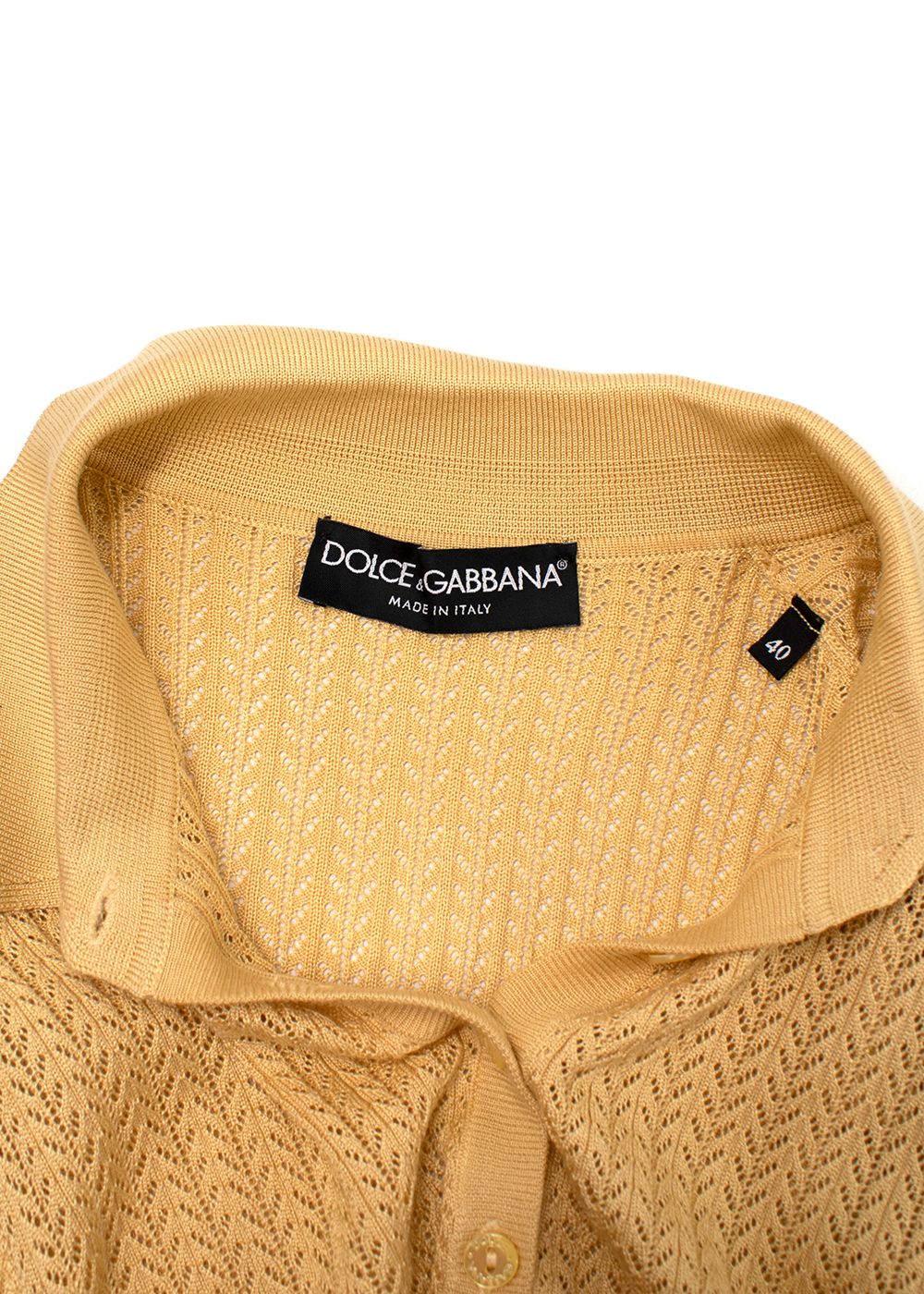 Dolce  Gabbana Yellow Crocheted silk top Size XS