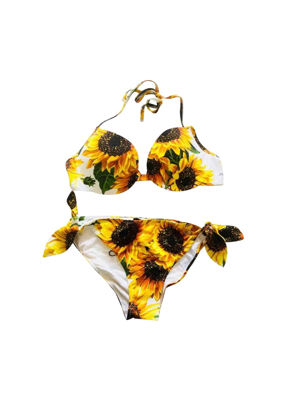 Dolce  Gabbana Sunflower Girasol Printed Two Piece Bikini Size S Multicolour polyamide/elasthan