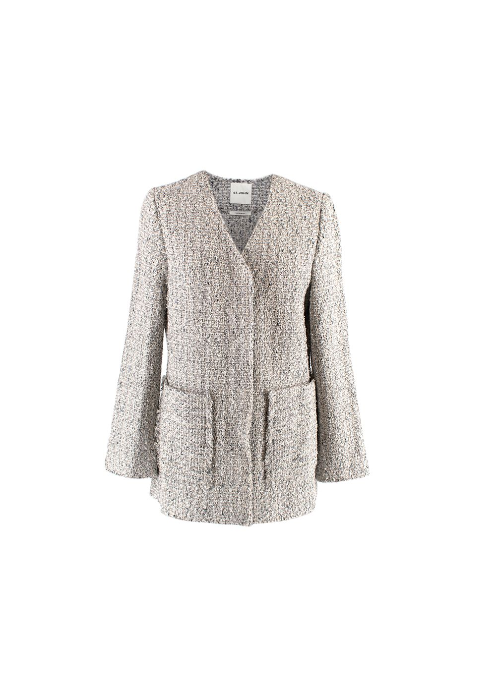 StJohn Grey Tweed Cardigan Size M cotton