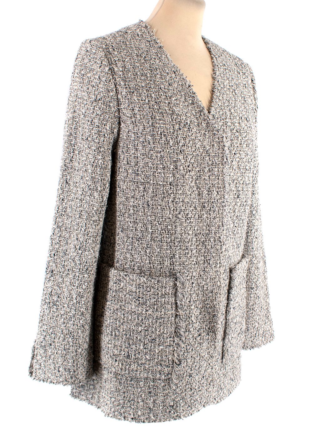 StJohn Grey Tweed Cardigan Size M cotton