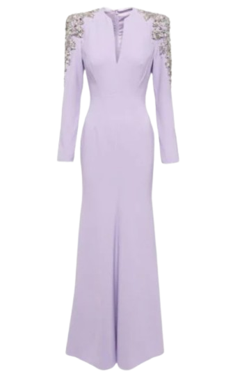 Jenny Packham Lavender Embellished Kay Gown Size S polyester/elastane