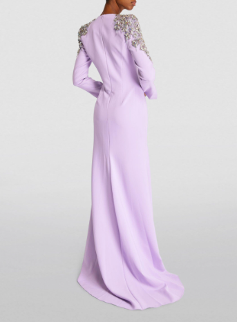 Jenny Packham Lavender Embellished Kay Gown Size S polyester/elastane