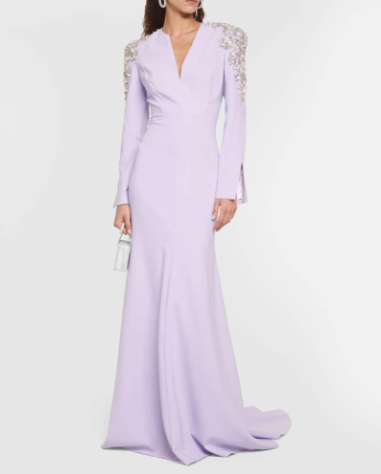 Jenny Packham Lavender Embellished Kay Gown Size S polyester/elastane