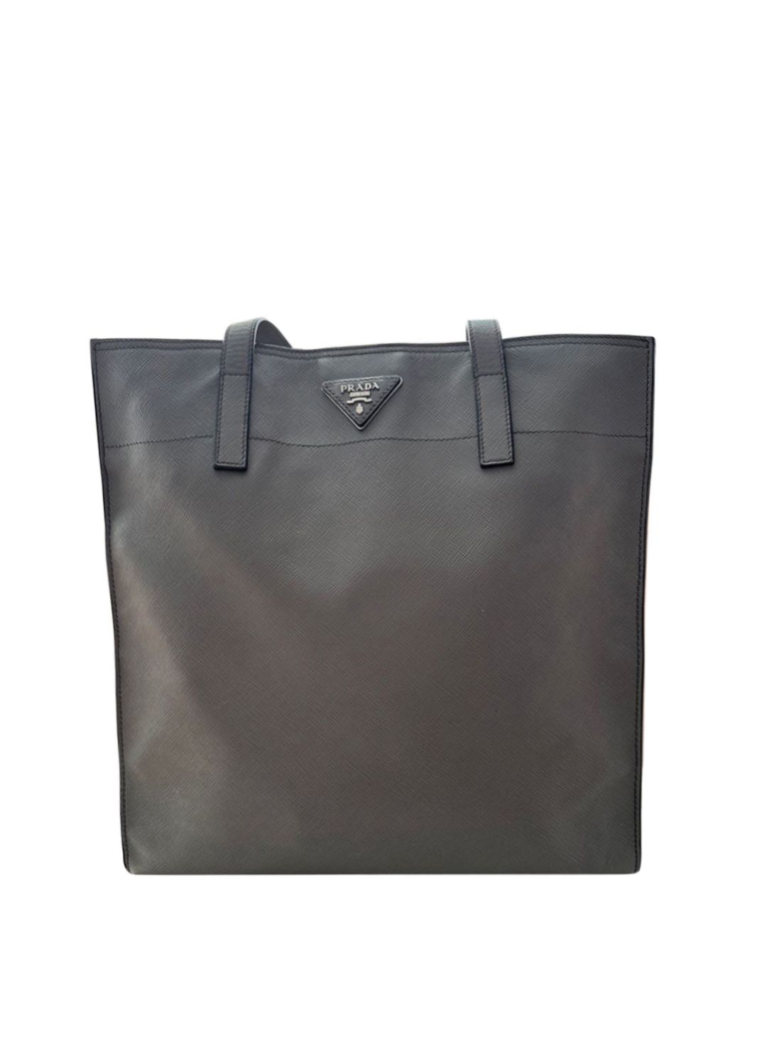 Prada Grey Saffiano Leather Tote Bag