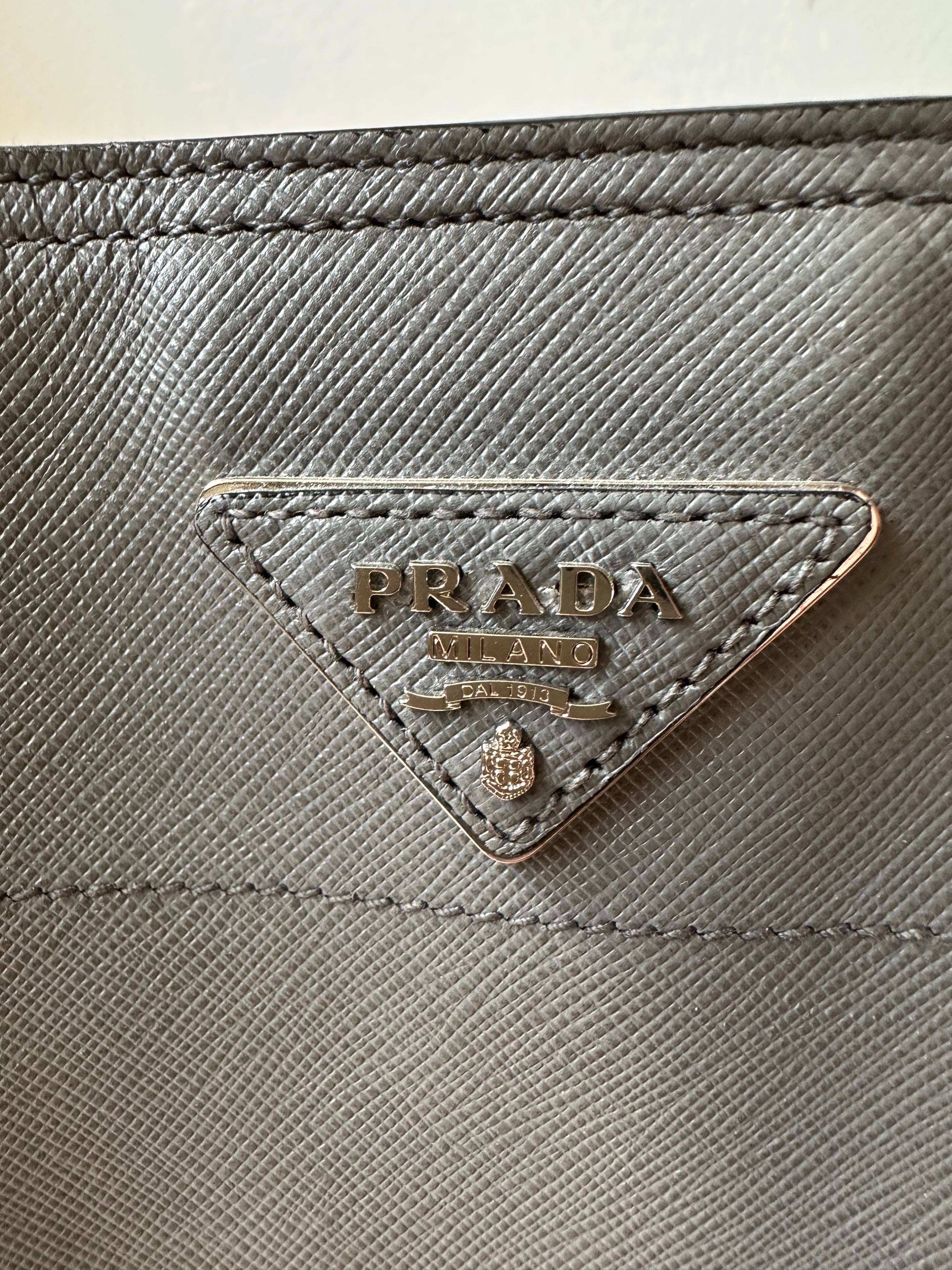 Preowned Prada Grey Saffiano Leather Tote Bag