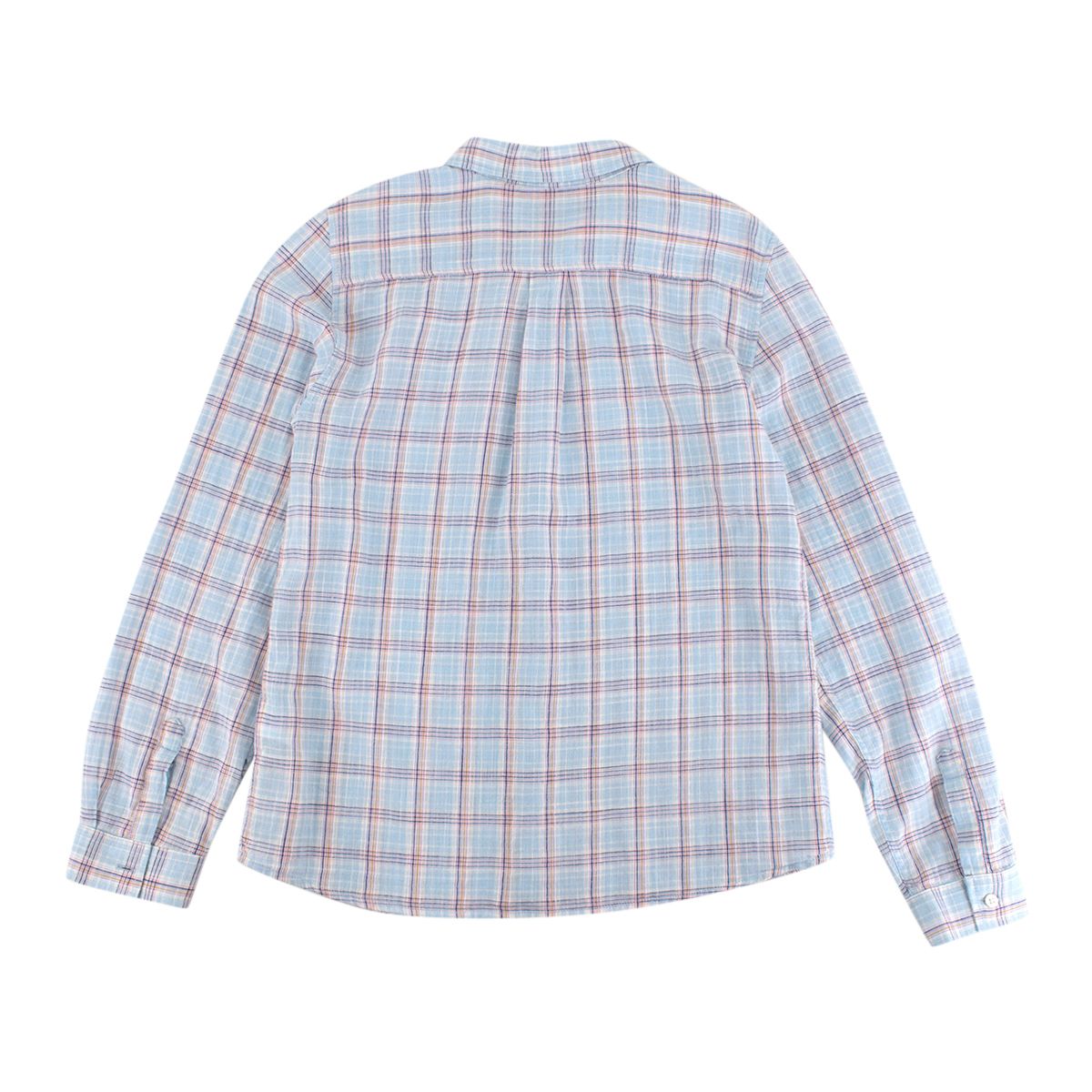 Boys Preowned Bonpoint Blue Plaid Seersucker Shirt Size 10 Years + cotton