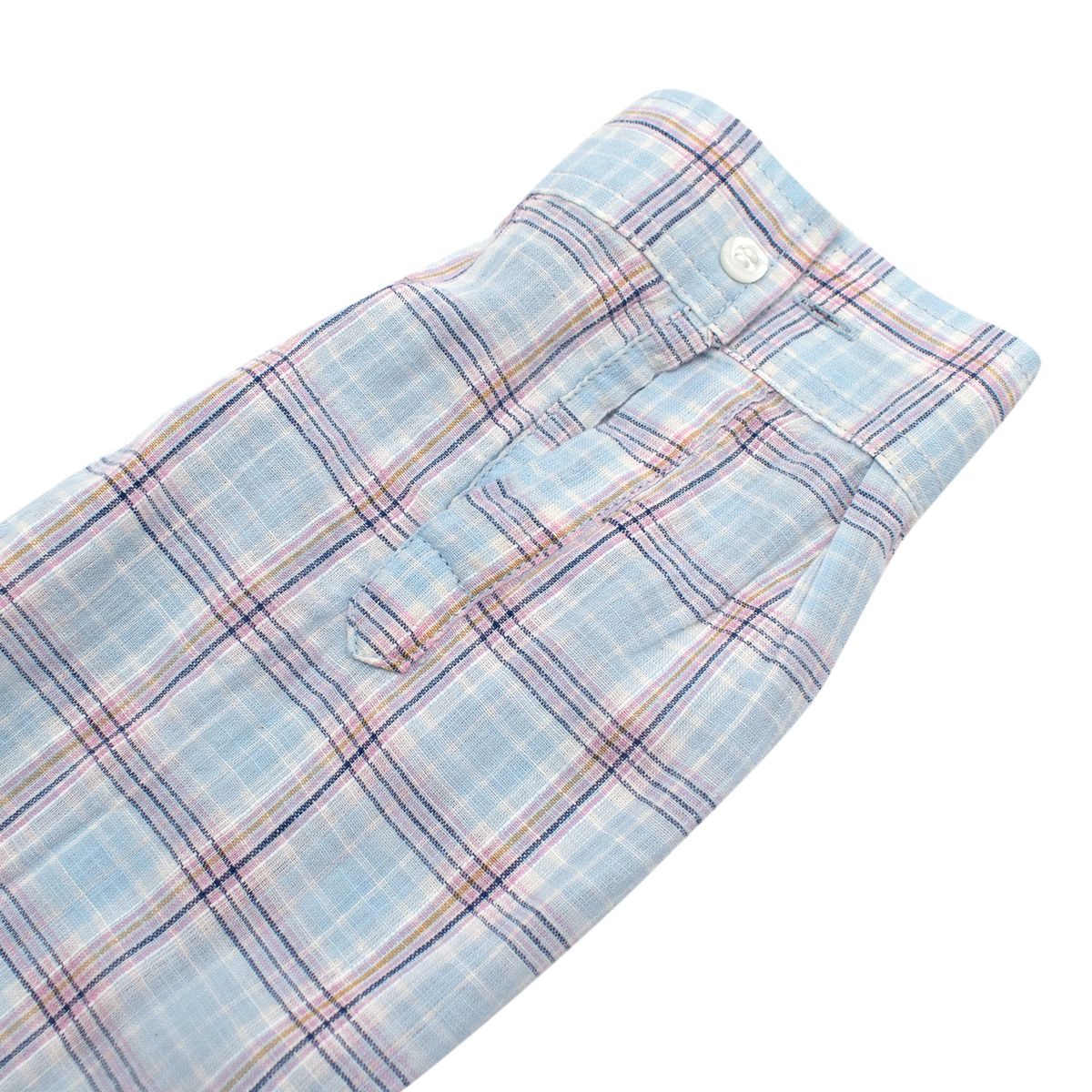 Boys Preowned Bonpoint Blue Plaid Seersucker Shirt Size 10 Years + cotton