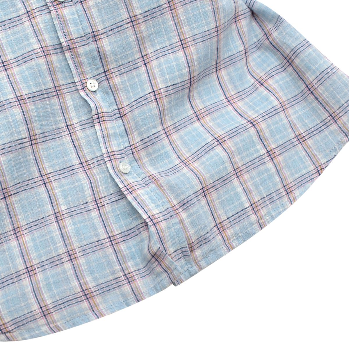 Boys Preowned Bonpoint Blue Plaid Seersucker Shirt Size 10 Years + cotton