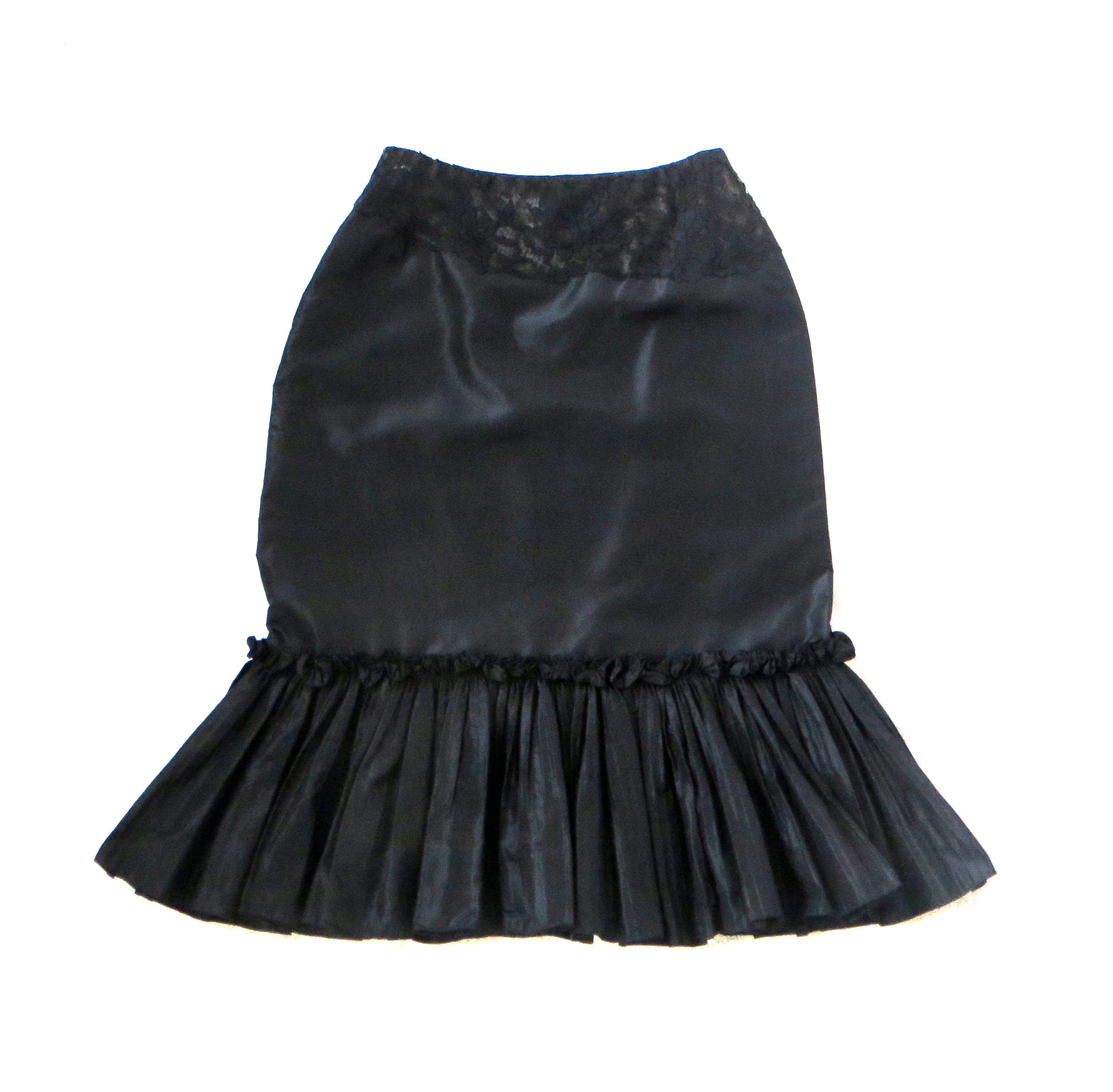 Preowned Oscar De La Renta silk-lace Tuille skirt Size S Black silk