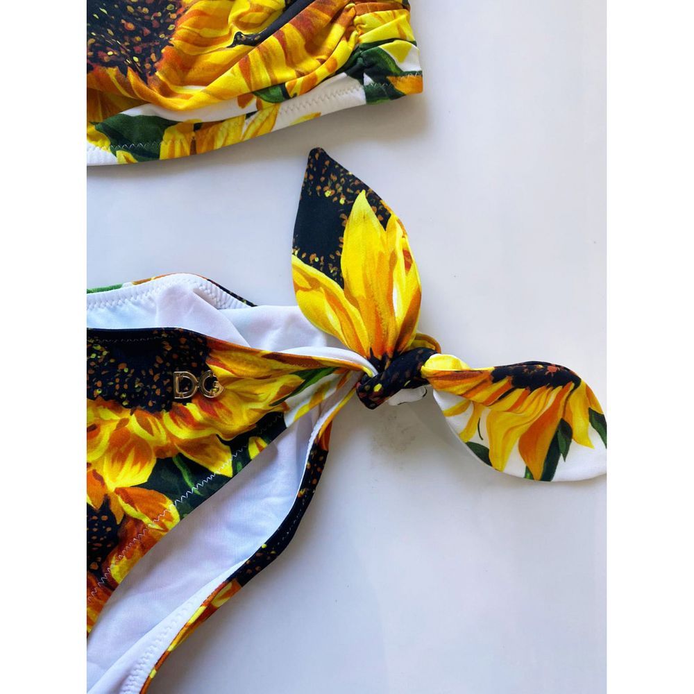 Dolce  Gabbana Sunflower Printed Bandeau Bikini Size M Multicolour polyamide/elasthan