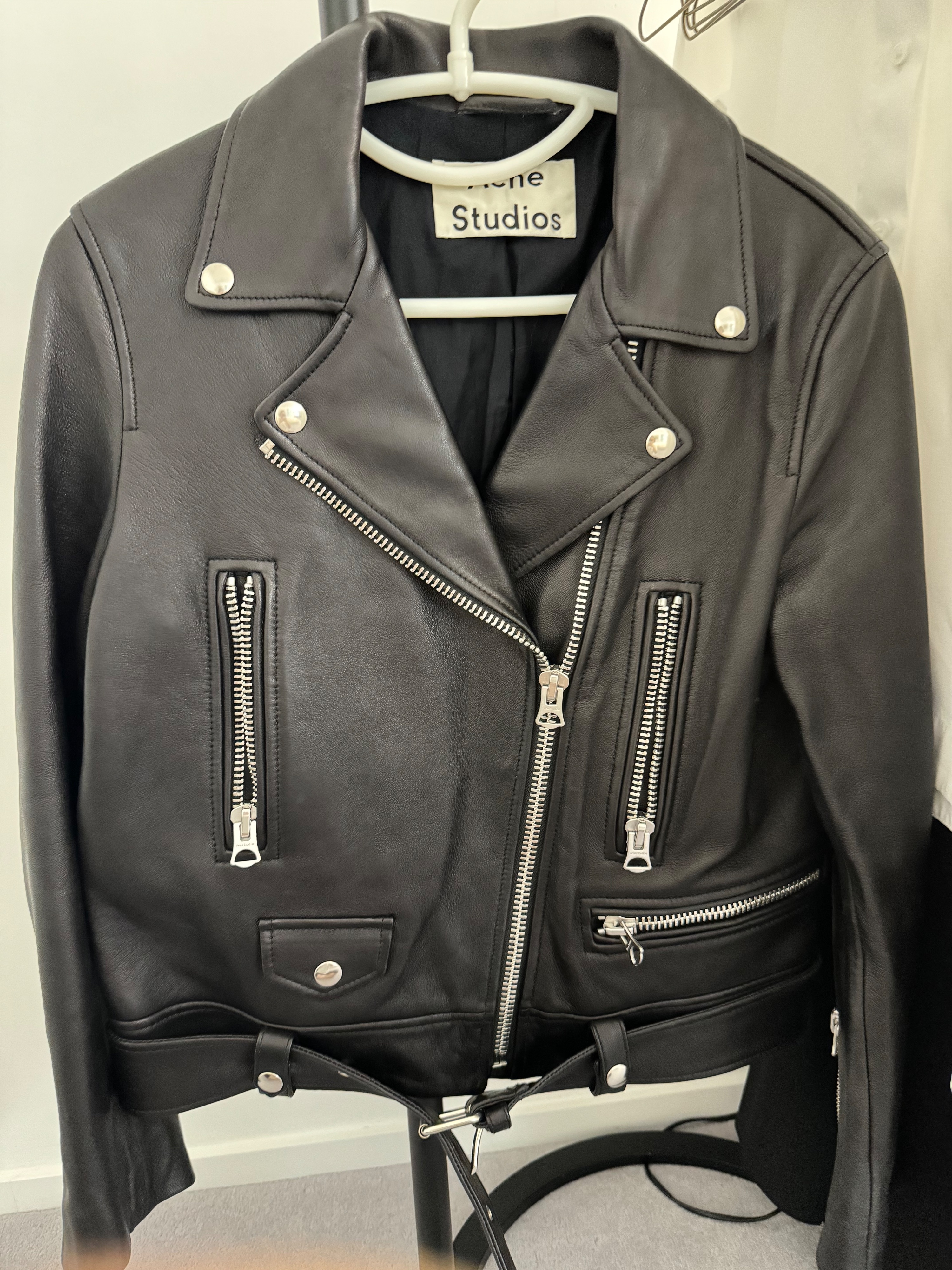 Preowned Acne Studios Black Leather Biker Jacket Size S