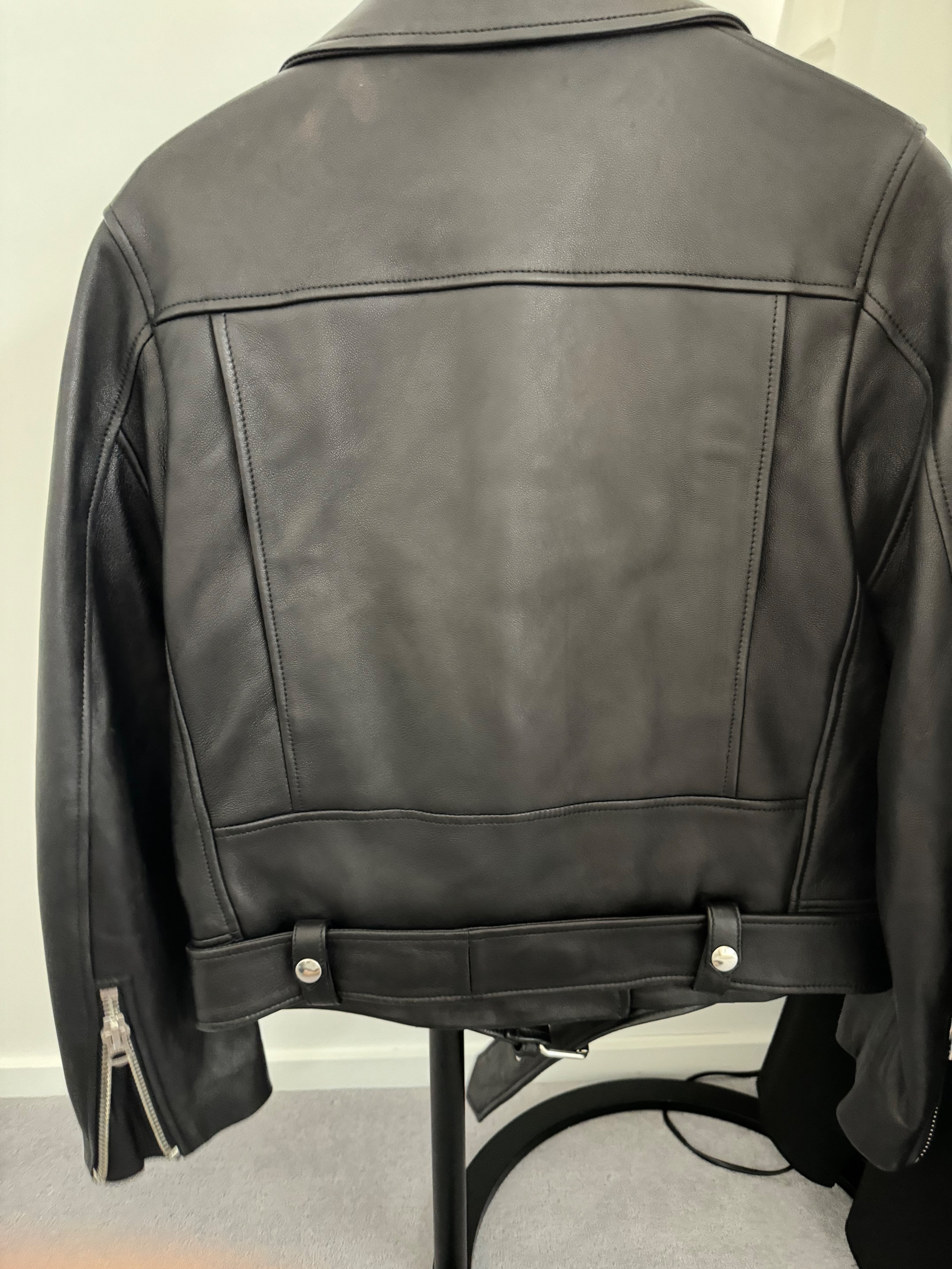 Preowned Acne Studios Black Leather Biker Jacket Size S