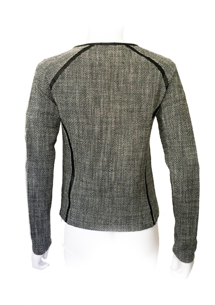 Preowned Maison Scotch tweed black  white jacket Size S leather