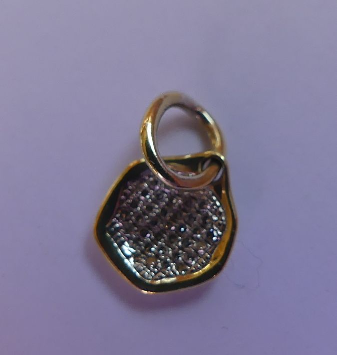 Preowned Monica Vinader Yellow Gold Vermeil  White Diamond Pendant silver