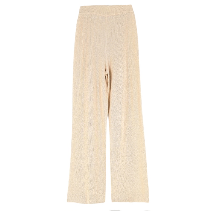 Preowned Nanushka Beige Wide-leg Knit Trousers Size S Beige/Nude acrylic/polymide