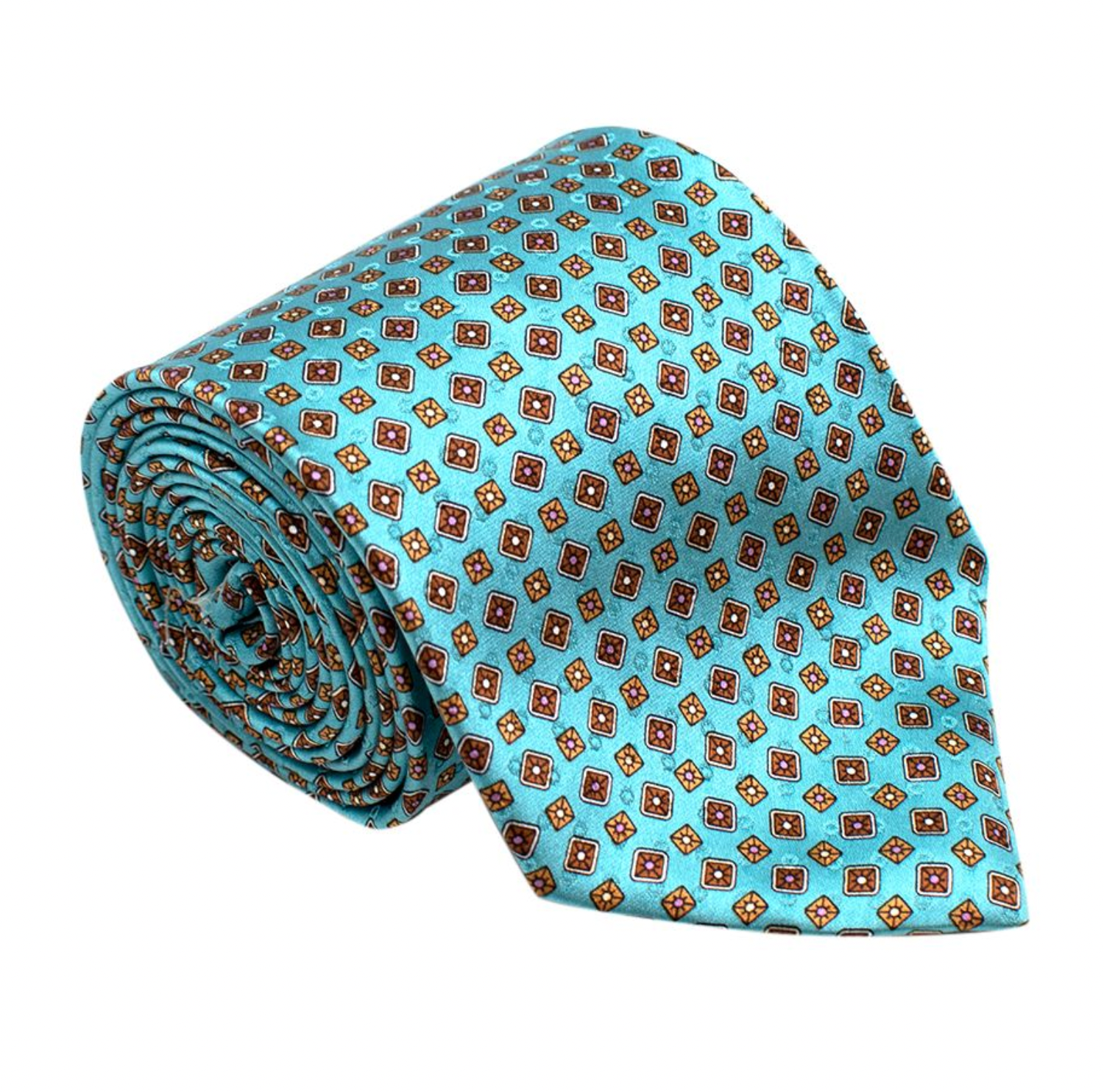 Men's Brioni Turquoise Silk Printed Tie Blue