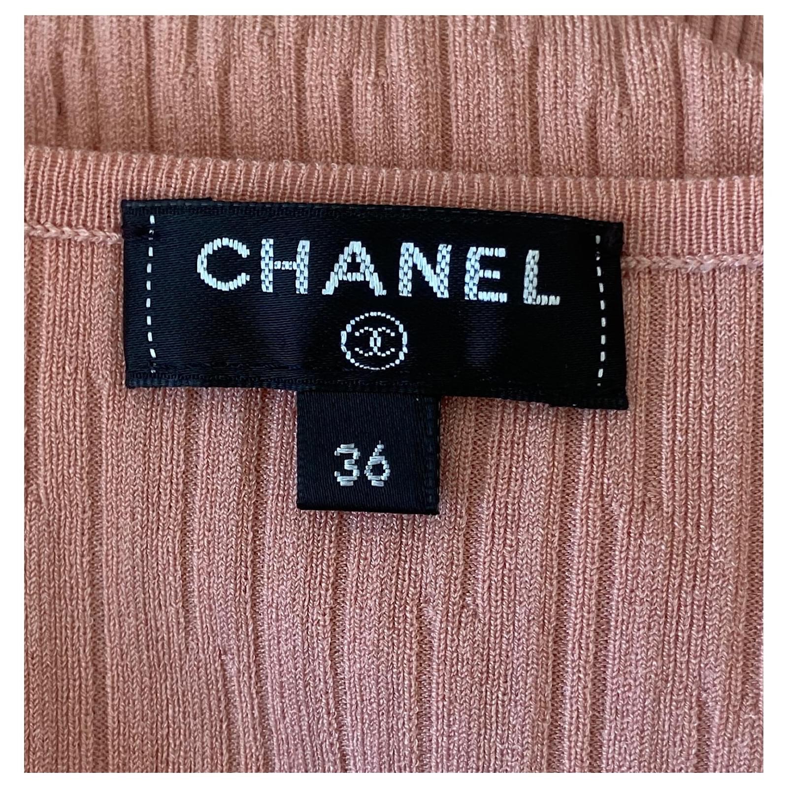 Chanel Resort Collection Salmon Pink Knit Top Size S cupro mix