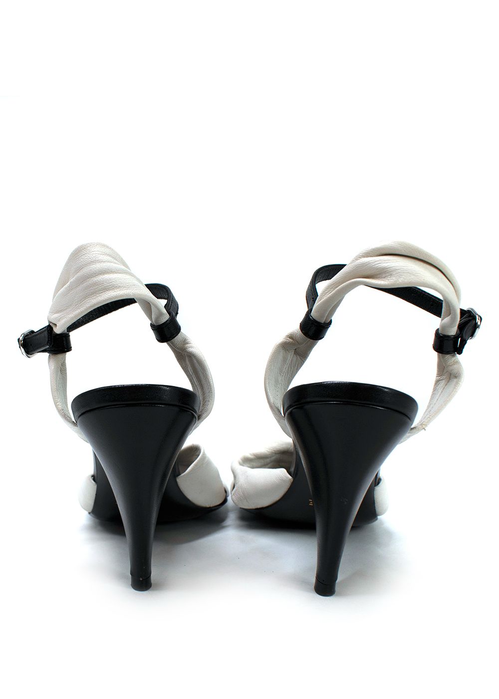 Preowned Celine Black and White Leather Twist Pumps Size 37