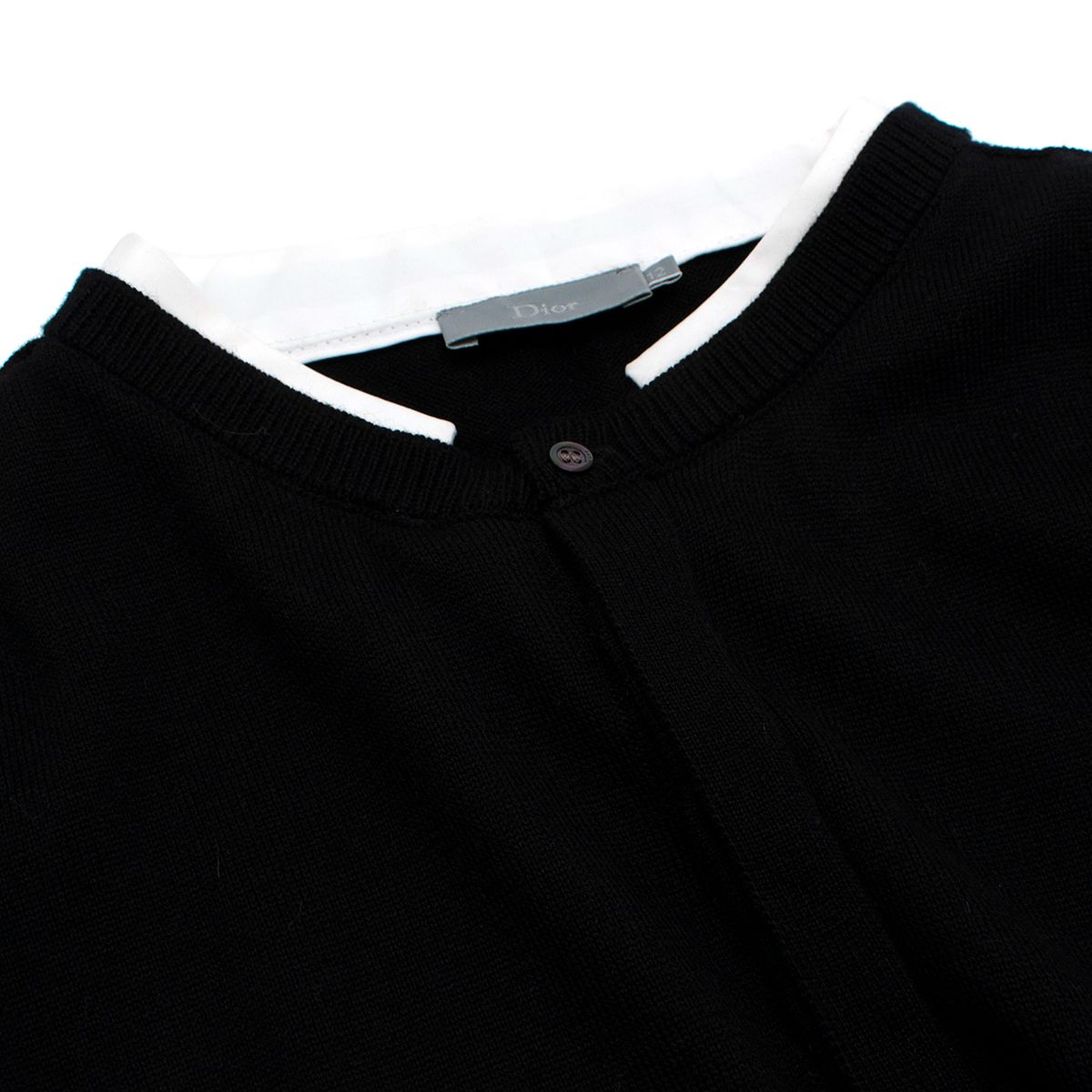 Boys Preowned Dior Kids 12Y Black Knitted Jumper with White Cotton Collar  Cuffs Size 10 Years +