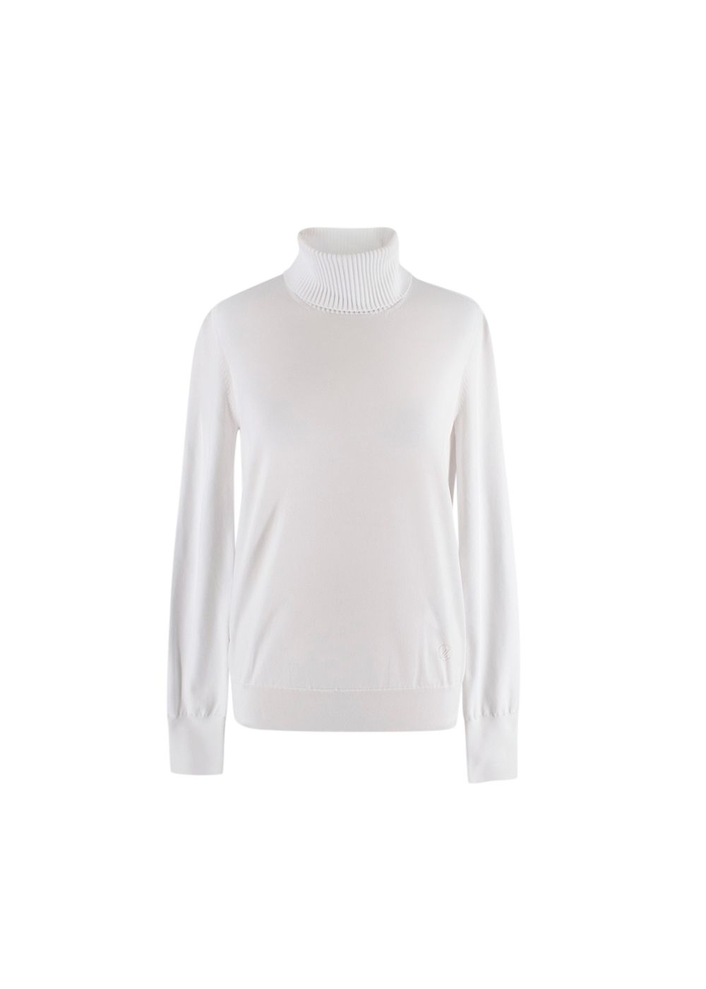 Preowned Louis Vuitton White Knit Turtle Neck Top Size S polyamide