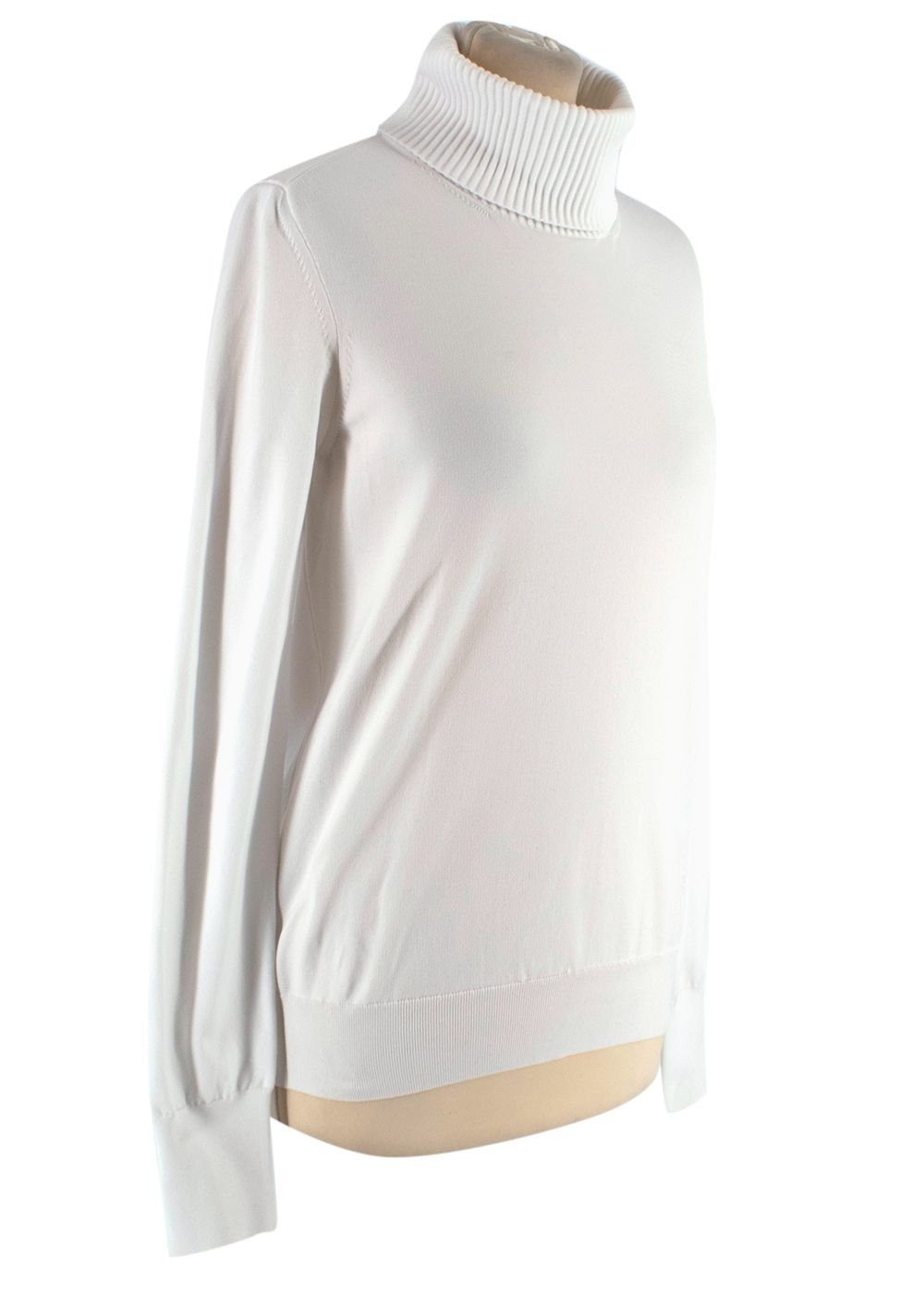 Preowned Louis Vuitton White Knit Turtle Neck Top Size S polyamide