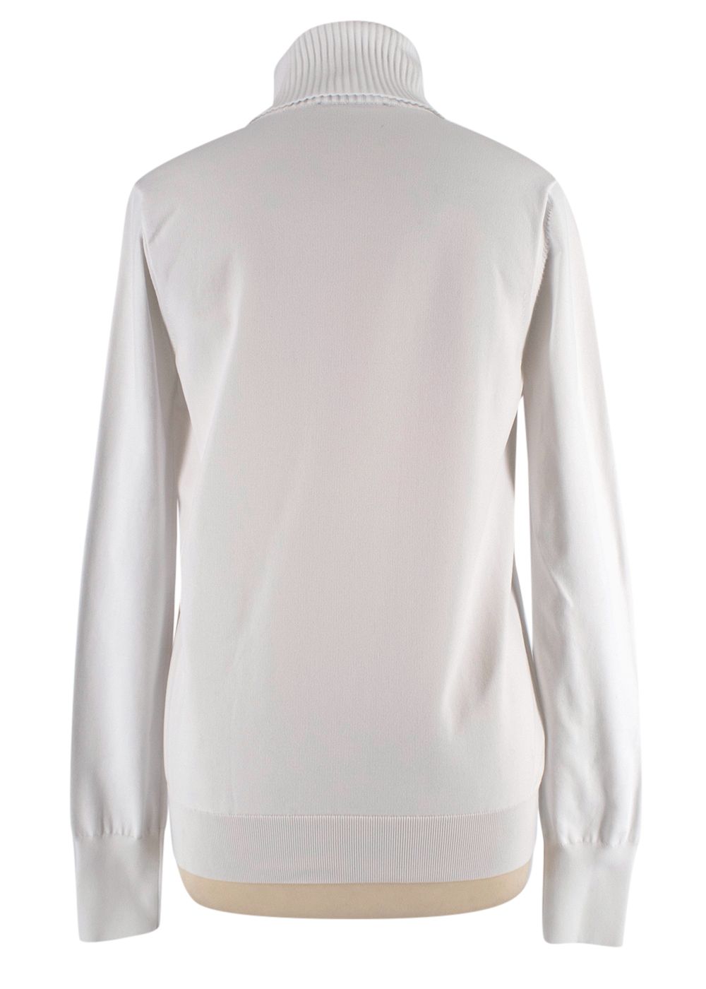 Preowned Louis Vuitton White Knit Turtle Neck Top Size S polyamide