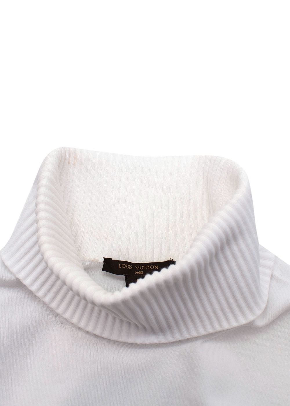 Preowned Louis Vuitton White Knit Turtle Neck Top Size S polyamide