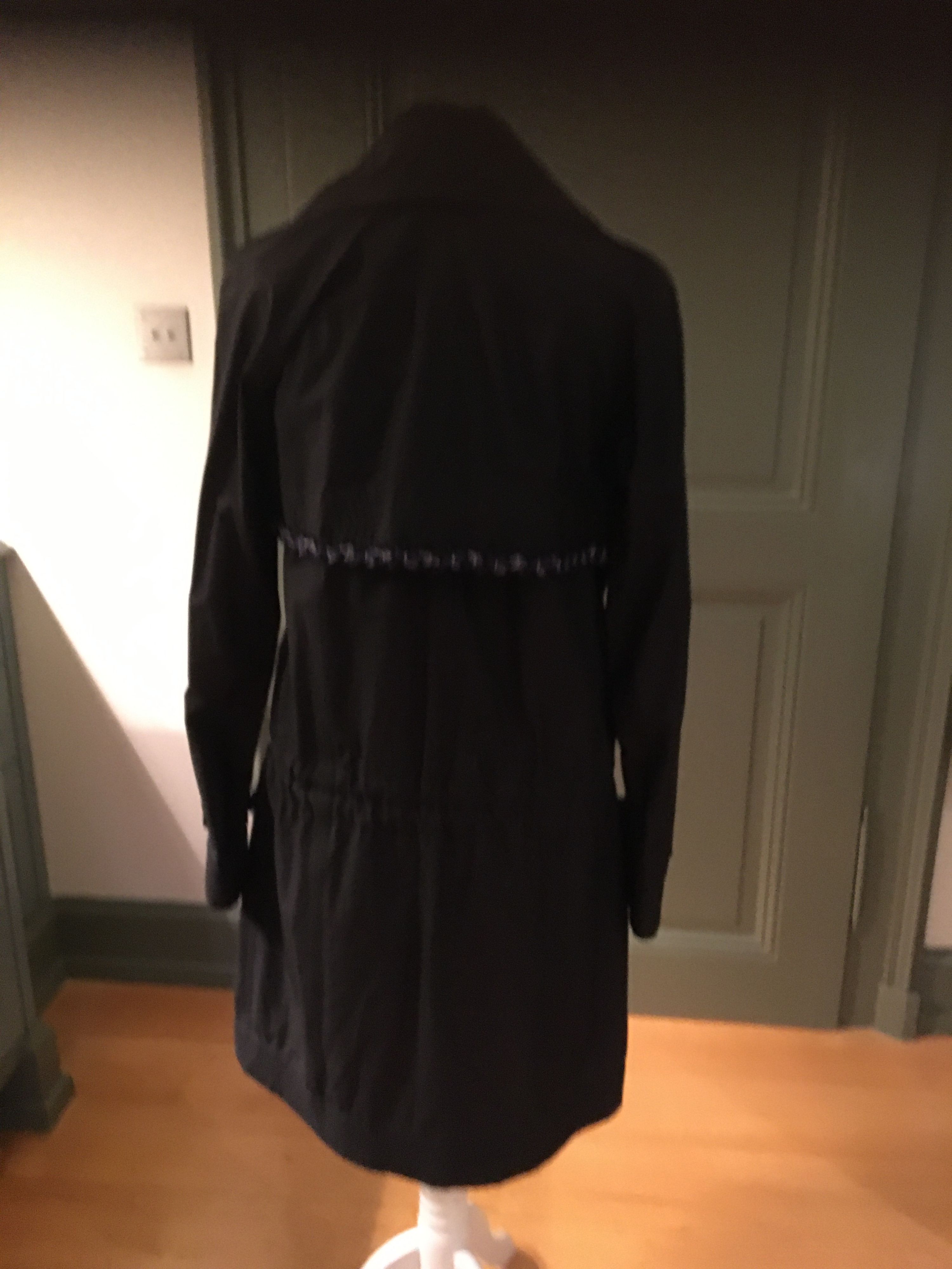 Preowned Chanel Black Tweed Trimmed Raincoat Size S