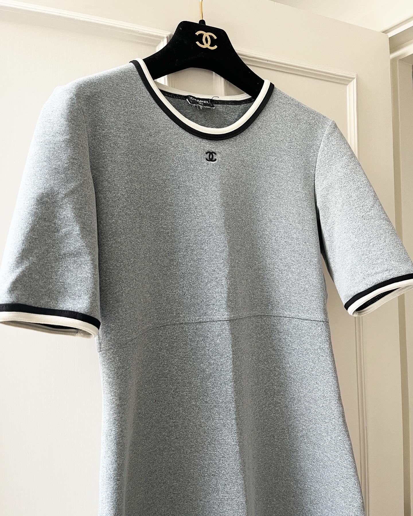 Chanel Vintage Grey Logo T-shirt Dress Size S