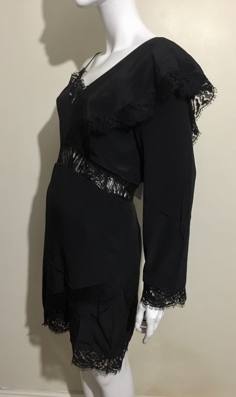 Iro Black silk  lace one shoulder dress Size XS