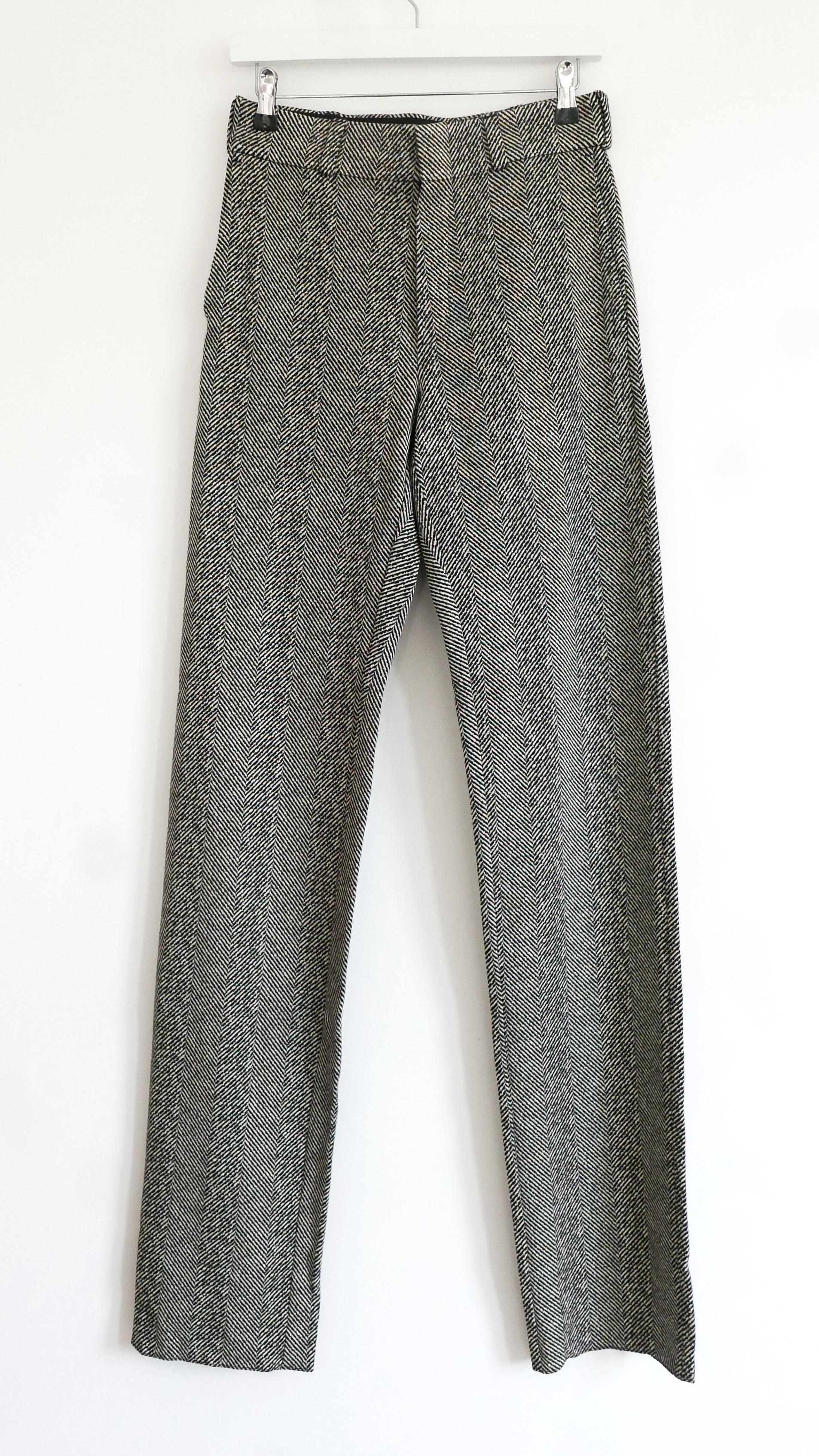 Vetements Herringbone High Rise Pants Size S Black viscose