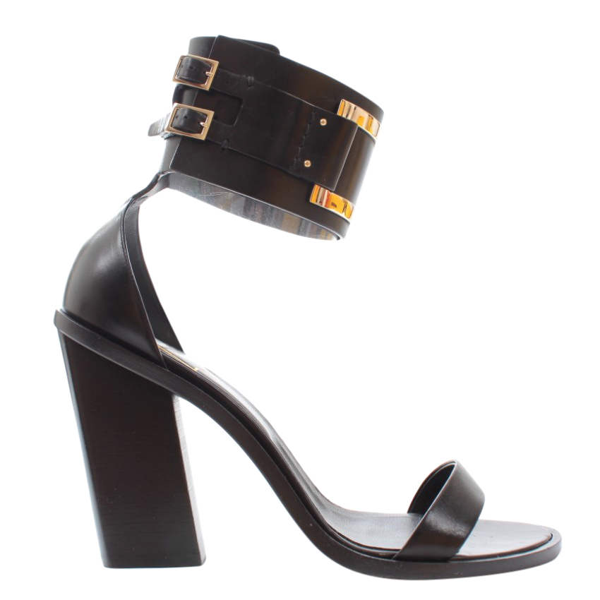 Preowned Roger Vivier Black Leather Gommettine Sandals Size 40