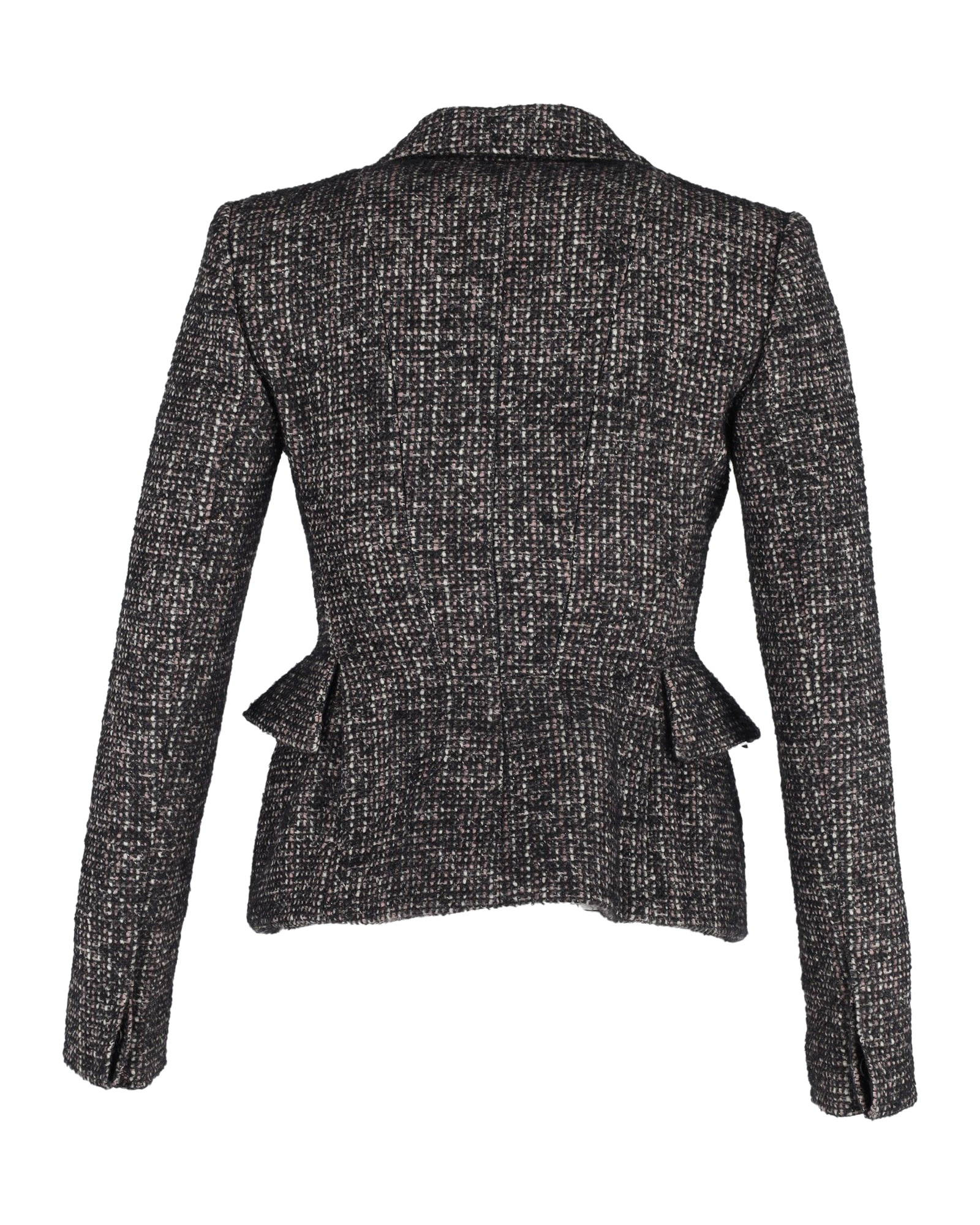 Preowned Tom Ford Couture Tweed Jacket with Leather Trim Size 38 Grey wool