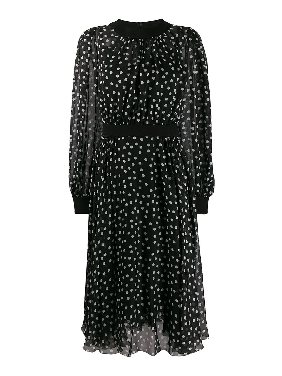 Dolce  Gabbana Black Polka Dot Midi Dress Size XS chiffon