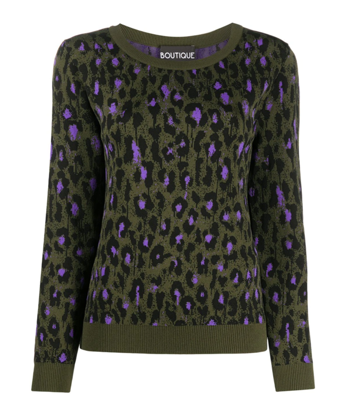 Moschino Leopard Print Knitted Top Size M Khaki viscose