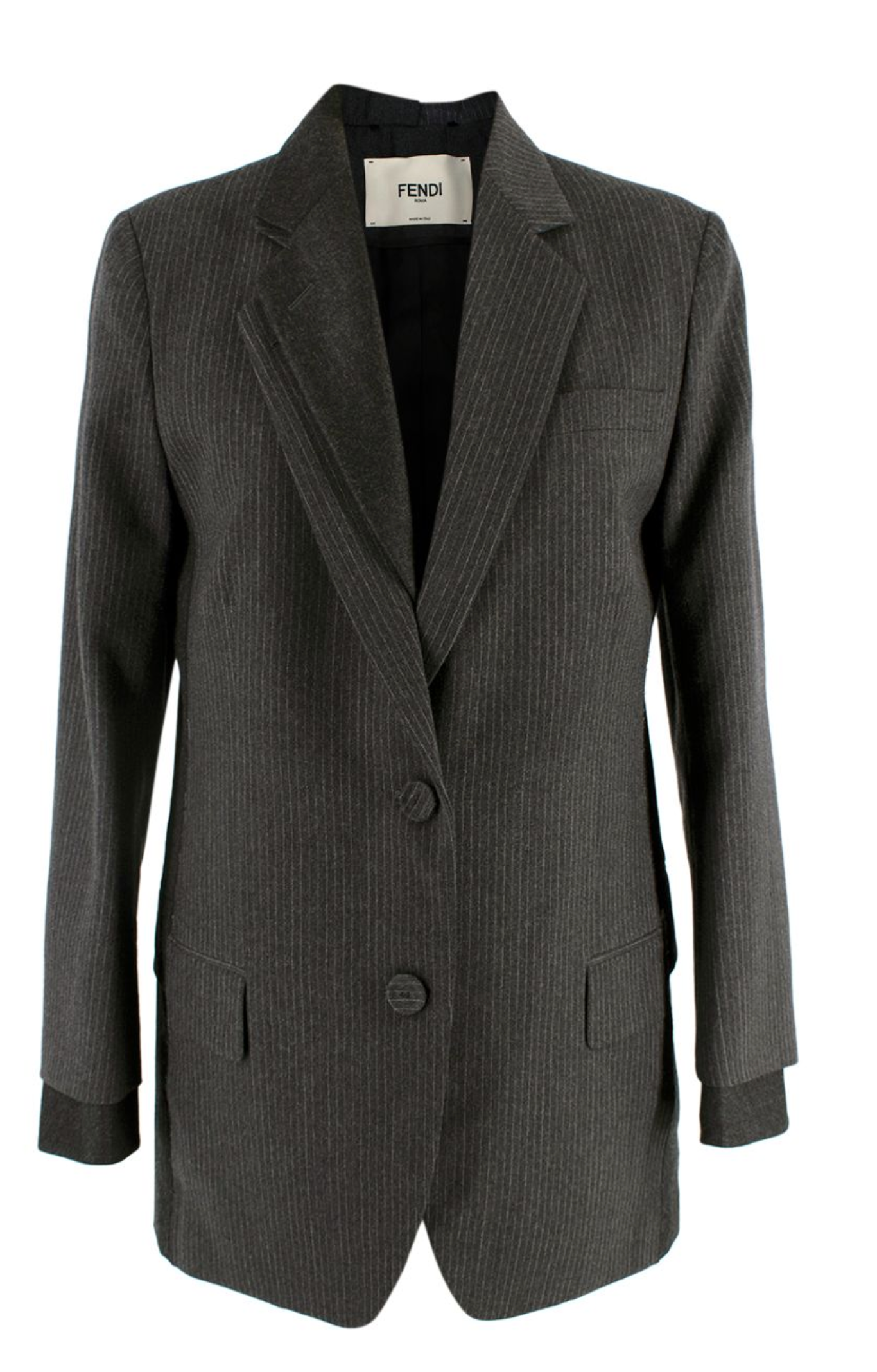 Fendi Grey Pinstriped Wool Blazer Size XXS