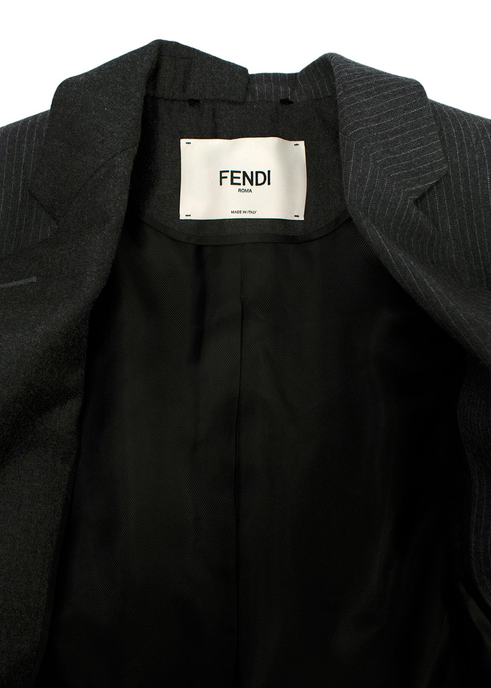 Fendi Grey Pinstriped Wool Blazer Size XXS