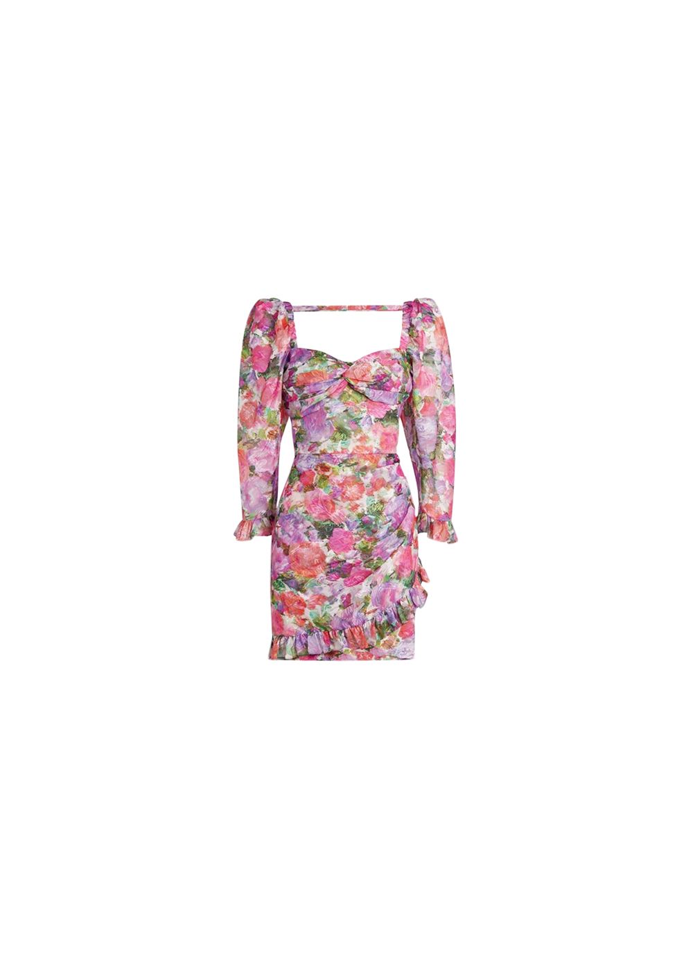 Preowned PatBO Floral Blossom Mini Dress Size M Multicolour silk