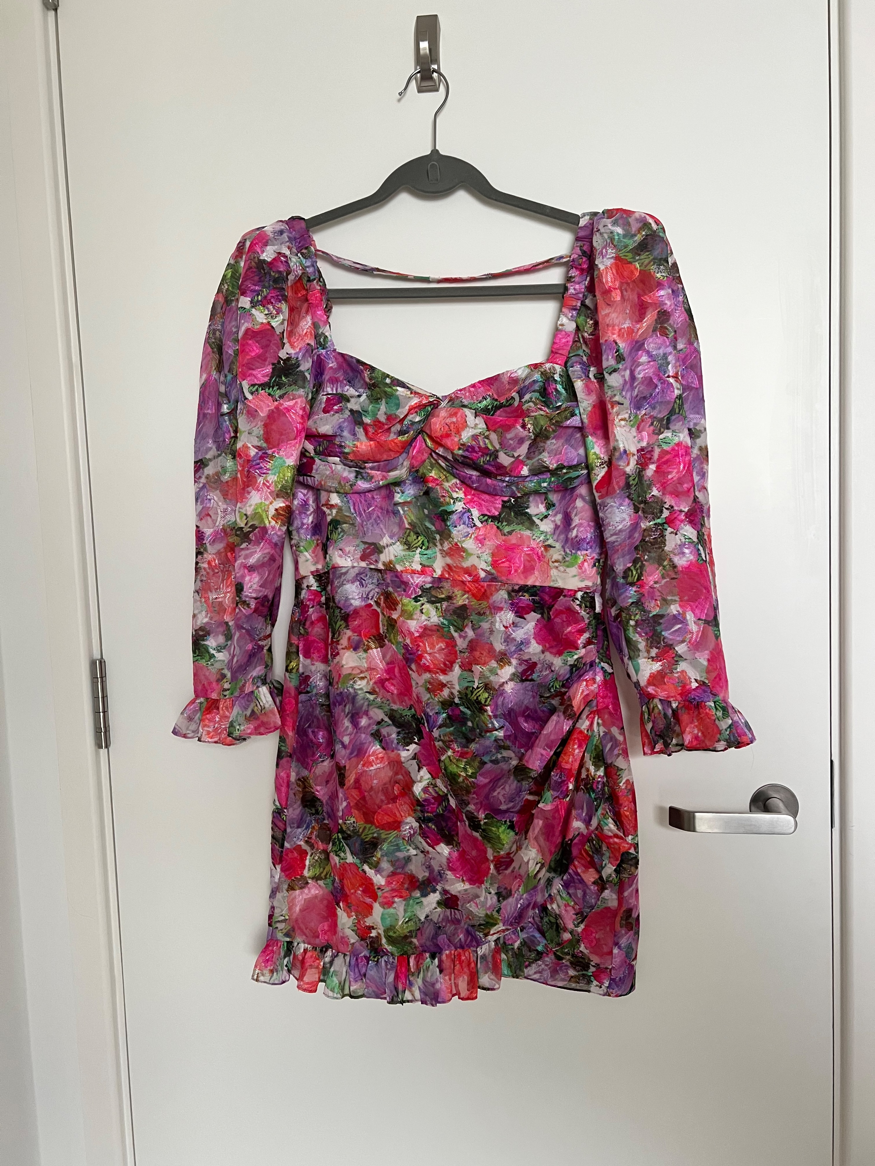 Preowned PatBO Floral Blossom Mini Dress Size M Multicolour silk