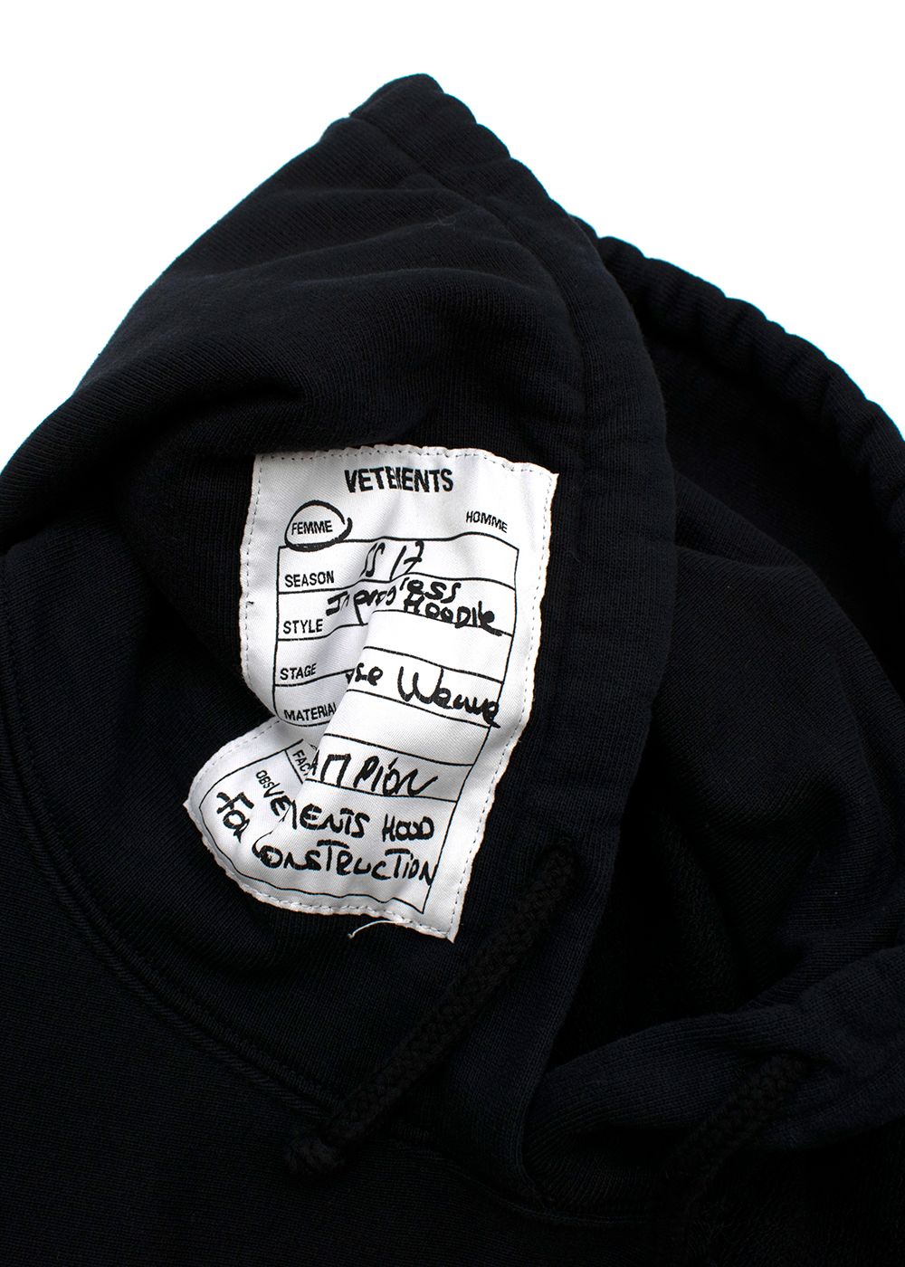 Vetements x Champion Black Cotton Hoodie Size L