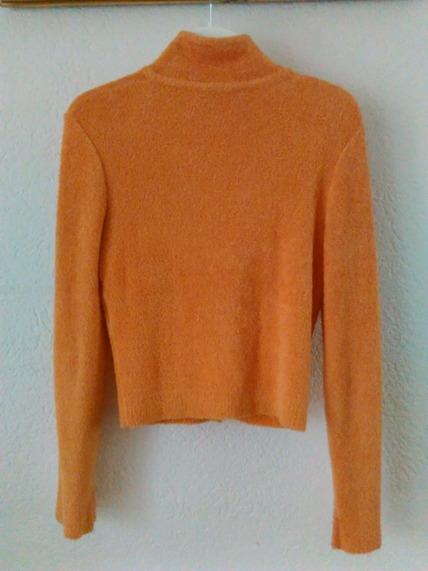 Preowned Chanel Orange Textured Knit Jacket Size XS cotton