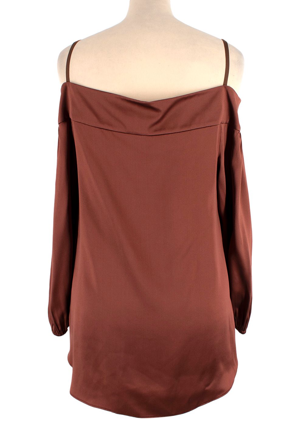 Tibi Chocolate Brown Silk Bardot Top Size XXS