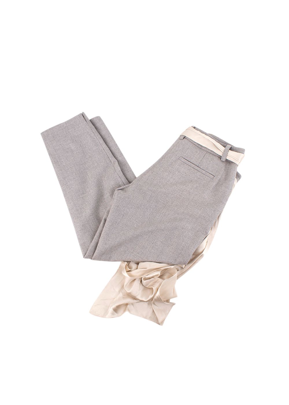 Hellessy Grey Wool Scarf Tie Belted Pants Size XS