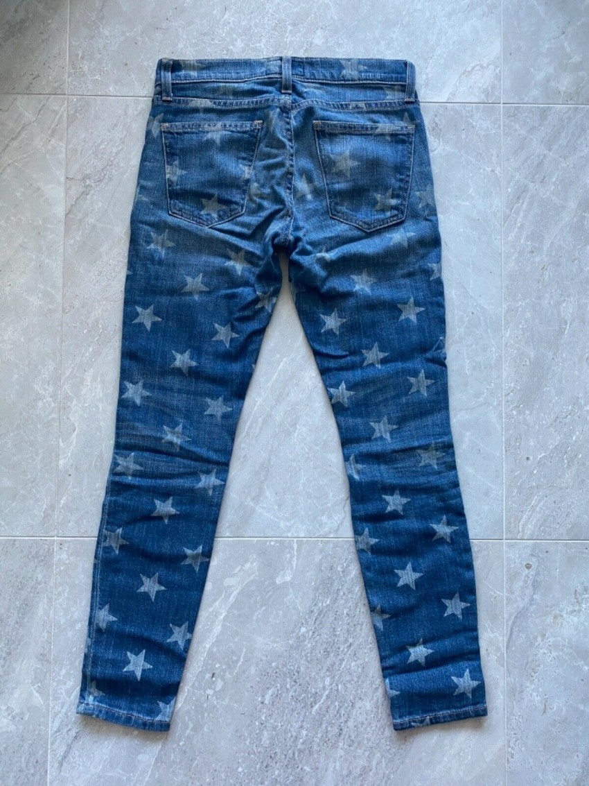 Preowned Current/Elliott Star Print Skinny jeans Size 24/61 Blue cotton