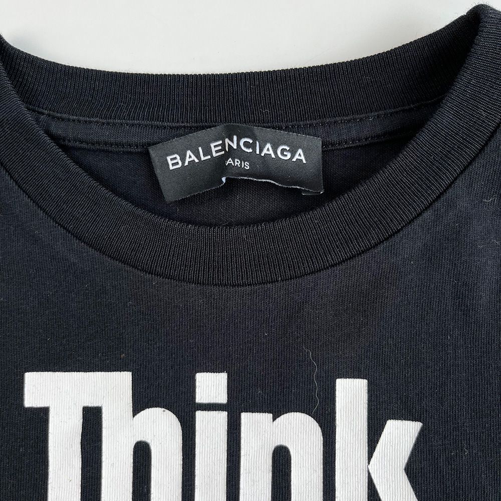 Boys Preowned Balenciaga Think Big! Slogan T-shirt Size 18-24 Months Black cotton