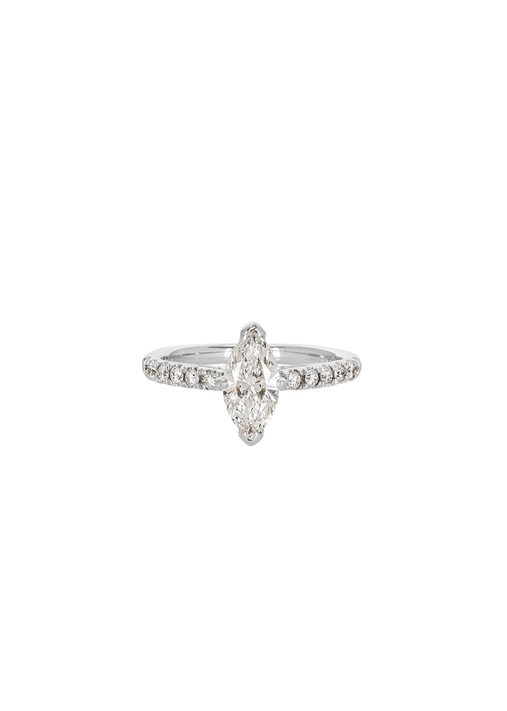 18ct white gold  white diamond Marquise Solitaire ring 51EU