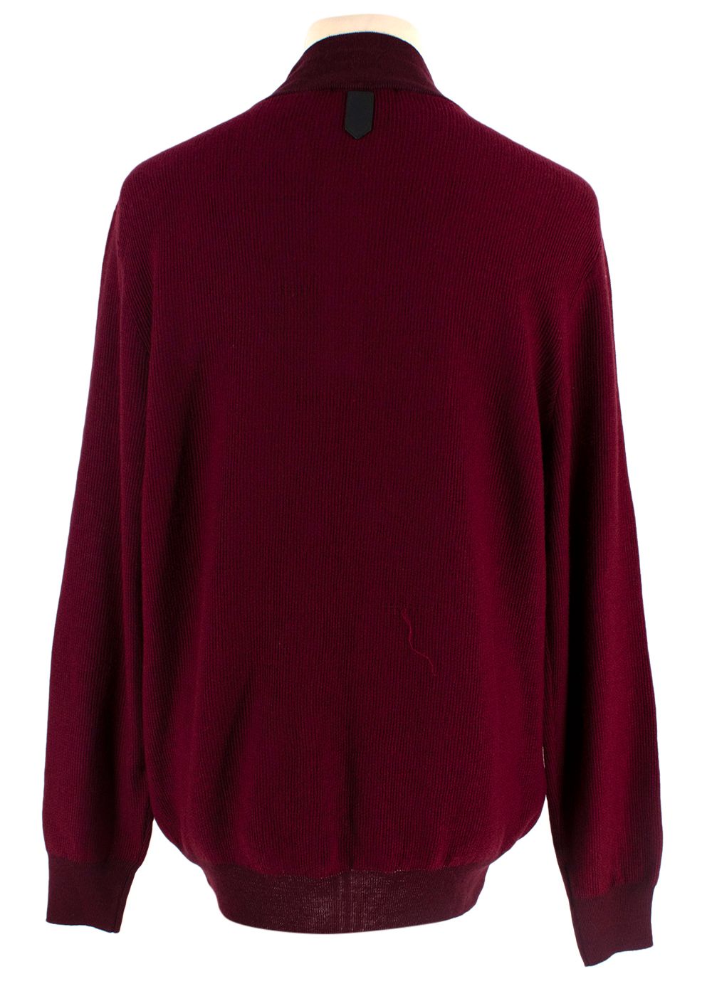 Men's Canali Burgundy Wool Quarter-Zip Sweater Size XL