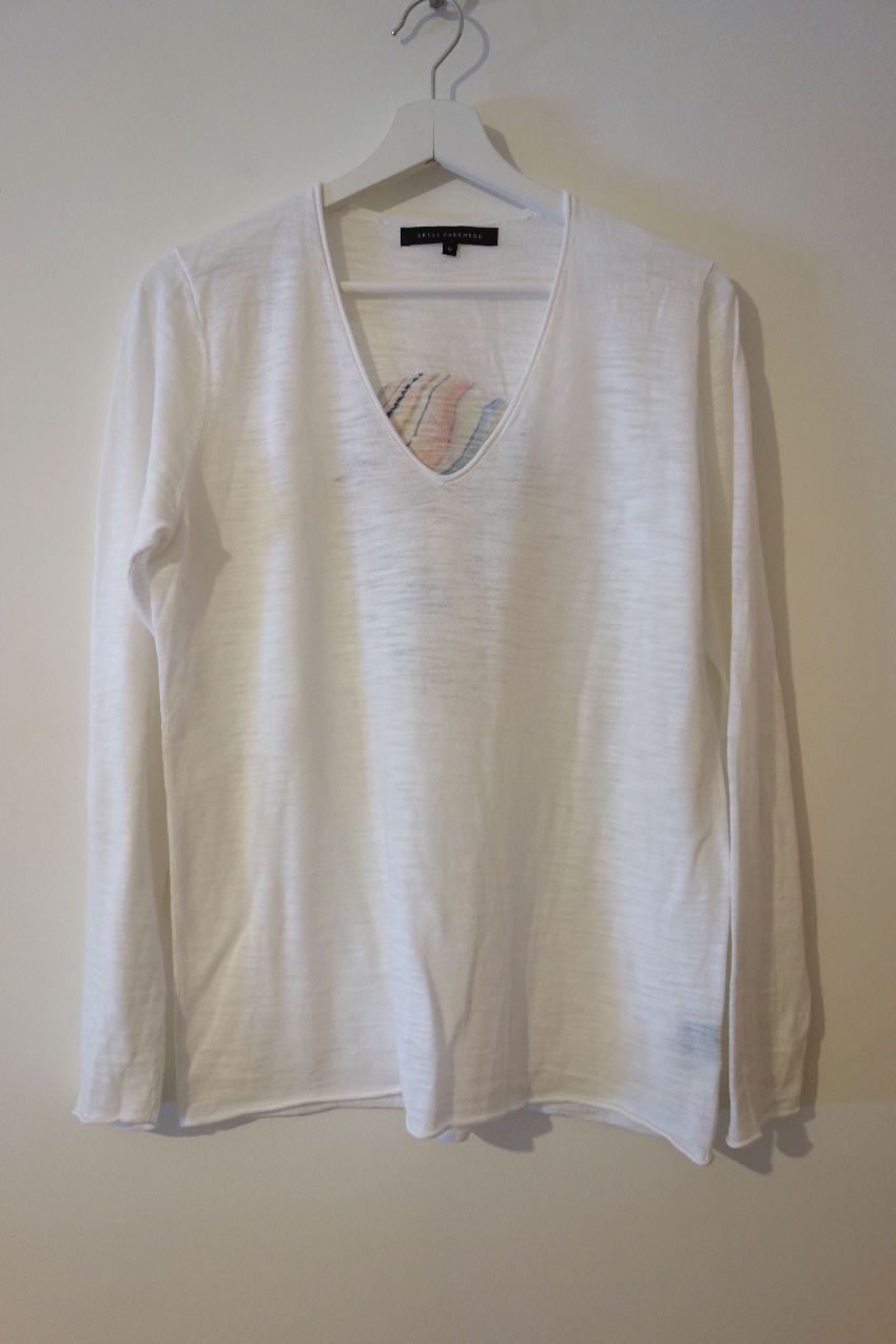 Preowned 360 Cashmere Skull Print Top Size M White