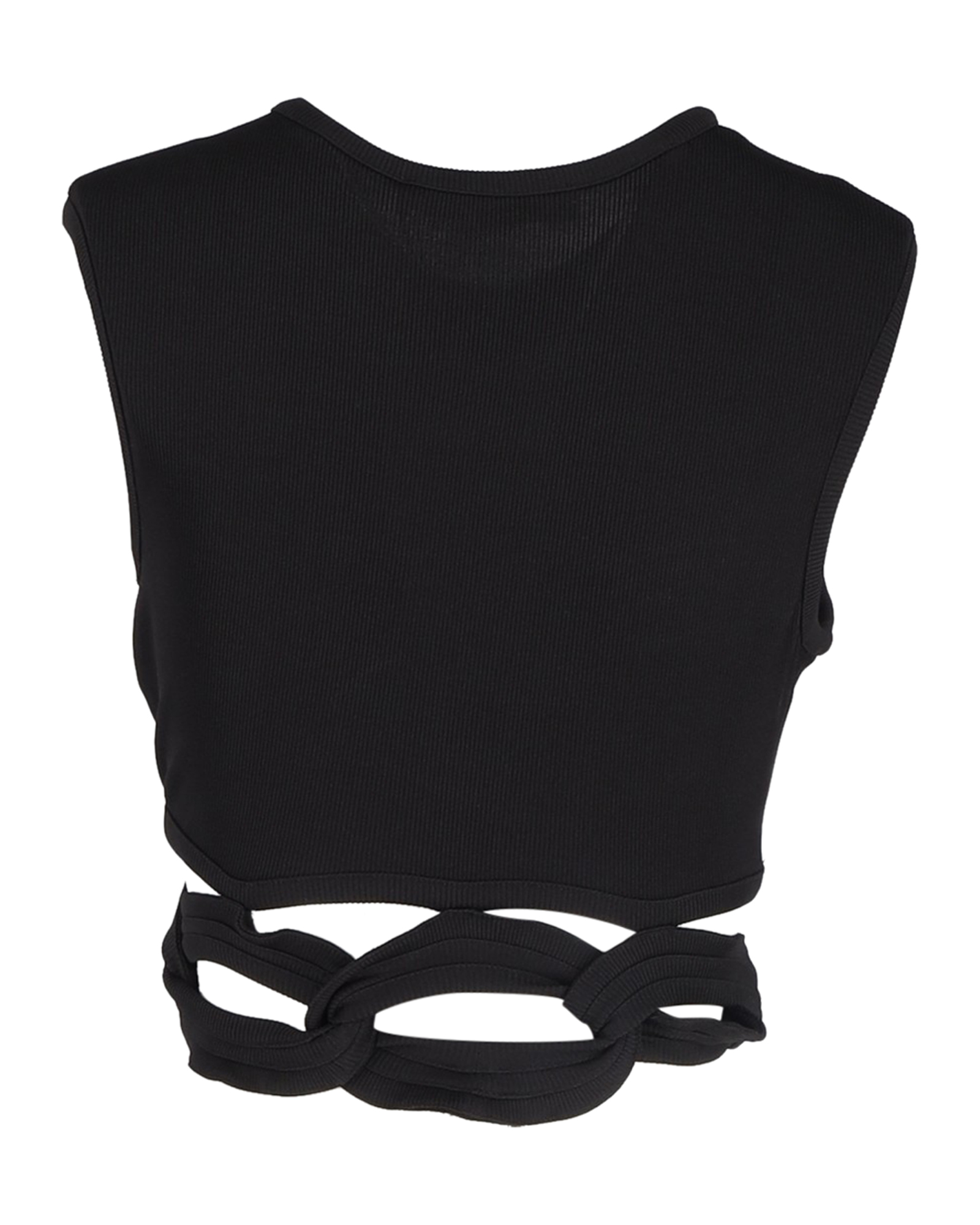 Preowned Christopher Esber Black Chain-Linked Rib Knit Crop Top Size M polyester